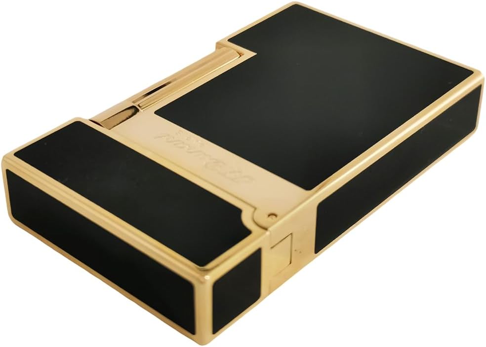 Classic Black Lacquer Lighter, L2 Metal Lighters, Ping Sound, Adjustable Soft Flame, Refillable, Men Gift