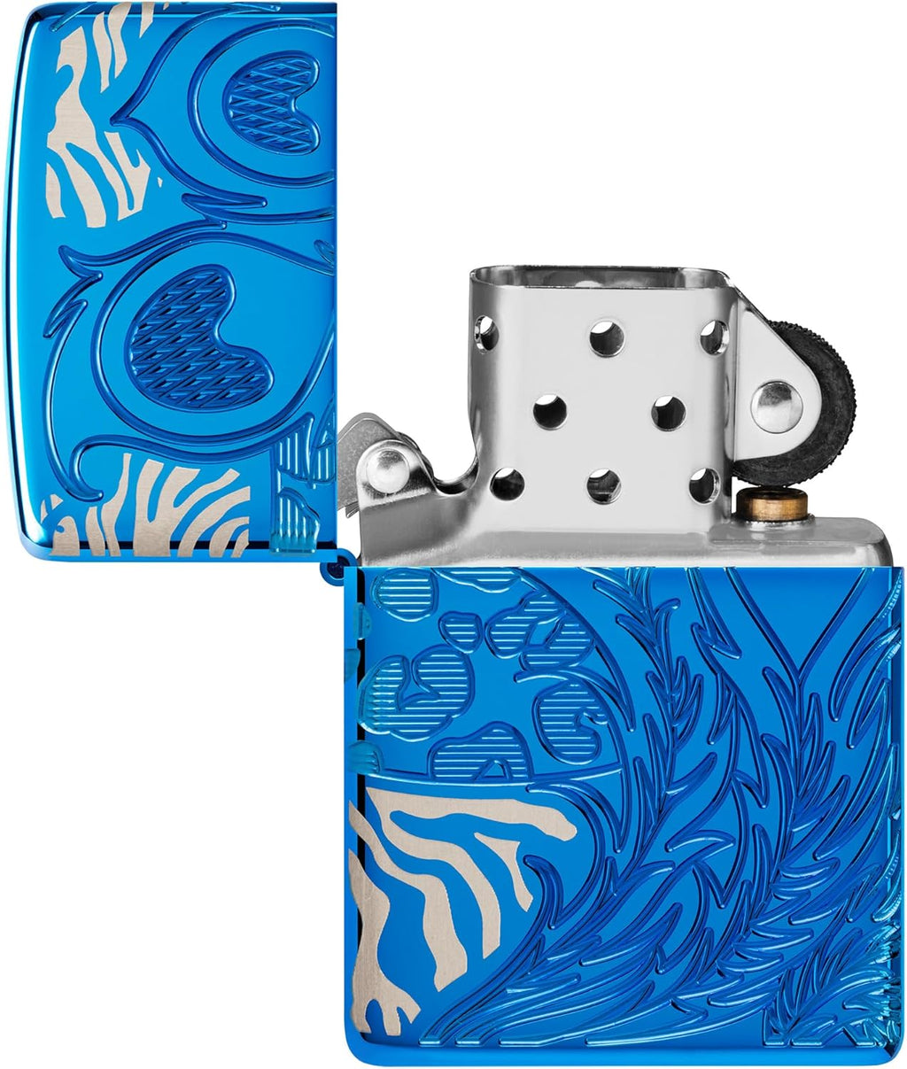 Zippo Animal Flair Design Armor High Polish Blue Pocket Lighter
